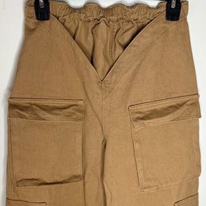 PETITE Khaki Asymmetrical Waist Cargo Jeans